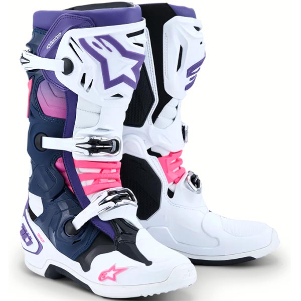 Ботуши Alpinestars TECH 10 - White Violet Navy Blue Pink Fluo