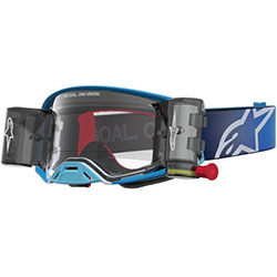 Очила за мотокрос Alpinestars Supertech Firma Blue Silver с Roll-Off система - Clear