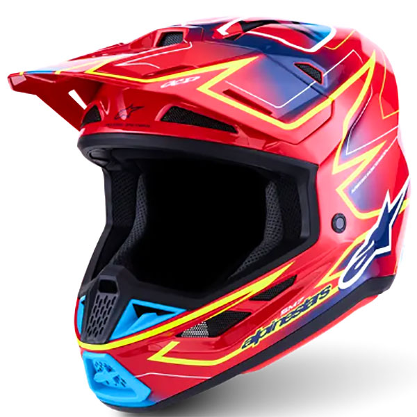 Kаска Alpinestars SM7 Cast - Red Yellow Fluo Blue Glossy ECE 22.06