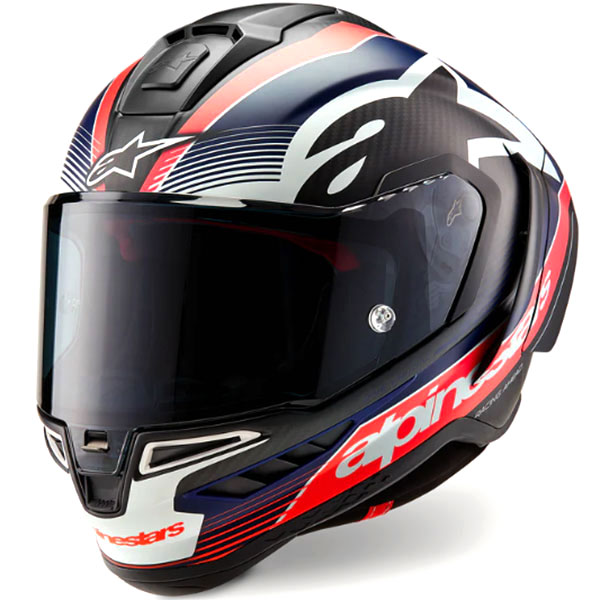 Каска Alpinestars Supertech R10 Team ECE22.06 FIM - Black Carbon Red Fluo Dark Blue Matt