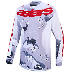 Мотокрос блуза Alpinestars Racer Air Lone - Gray Camo White Fire Red