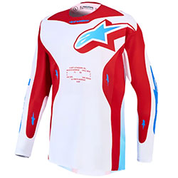 Мотокрос блуза Alpinestars Racer Hunt - White Fire Red Ucla Blue