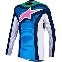 Мотокрос блуза Alpinestars Techstar Maven - White Blithe Blue Green Fluo